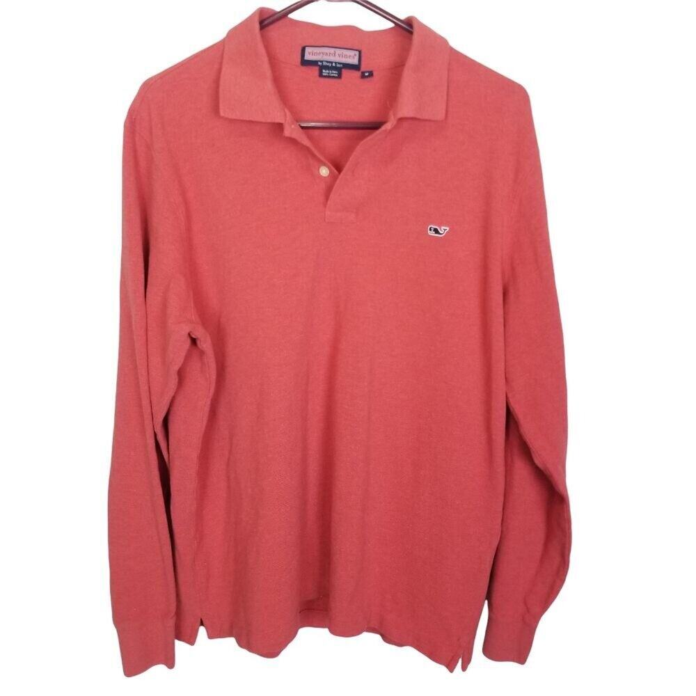 Vineyard Vines Mens Cotton LS Polo Shirt Size M Nantucket Preppy Resortwear Red